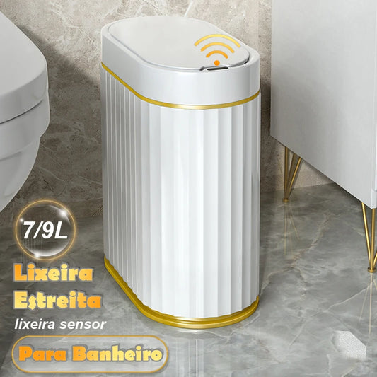 7/9L Automatic Sensor Trash Can Fashionable Roman Striped Bathroom Toilet Smart Trash Can Kitchen Induction Garbage Bin Dustbin